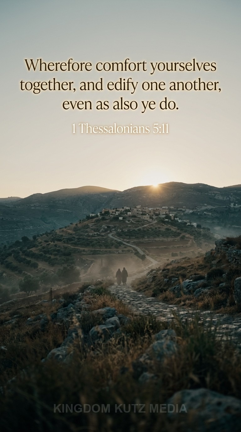 Bible verse card — 1 Thessalonians 5:11 KJV