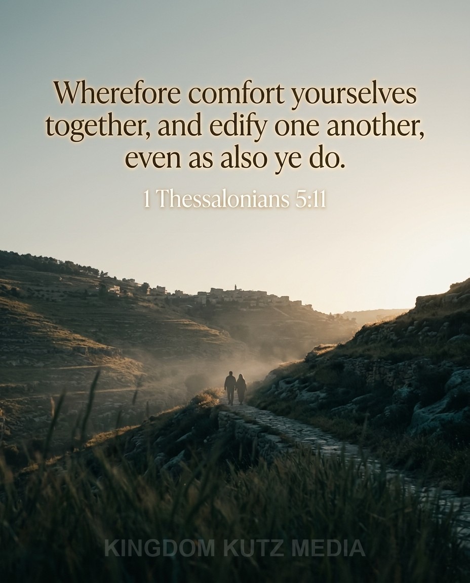 Daily Bible verse card — 1 Thessalonians 5:11 KJV
